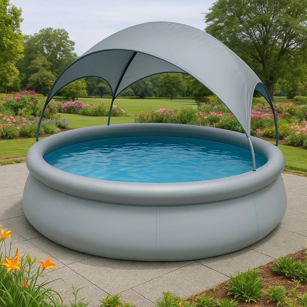 Piscina desmontable redonda con depuradora gris 305x76 cm PFennscM56sY