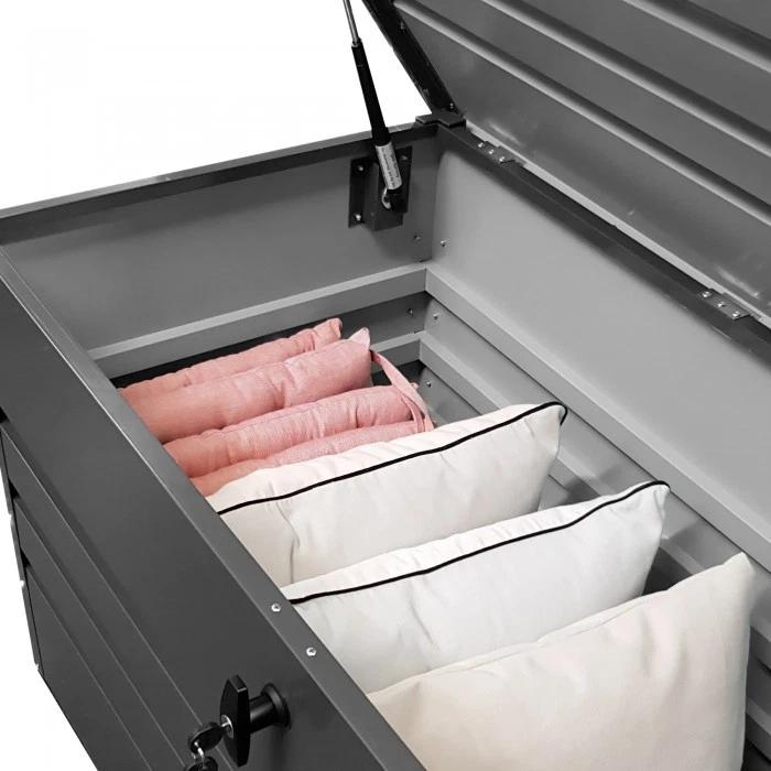 2025 Cofre de jardín de metal – 400 L – Caja de almacenamiento con tapa