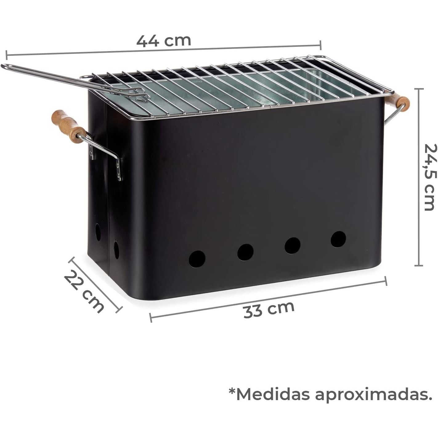 Barbacoa Portatil De Carbón Pequeña Rectangular De Hierro Y Zinc