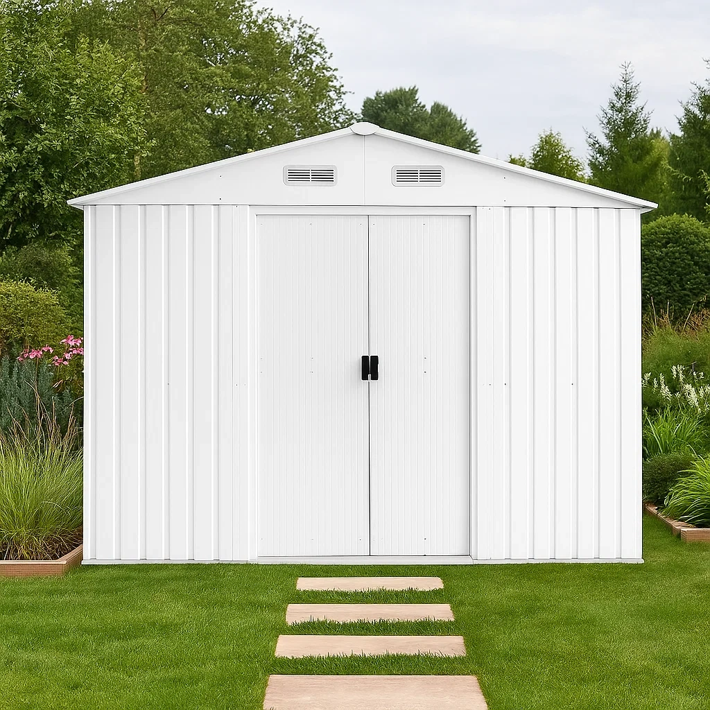 Caseta de jardín de acero galvanizado blanco,7,03m² - YAeihRw133je