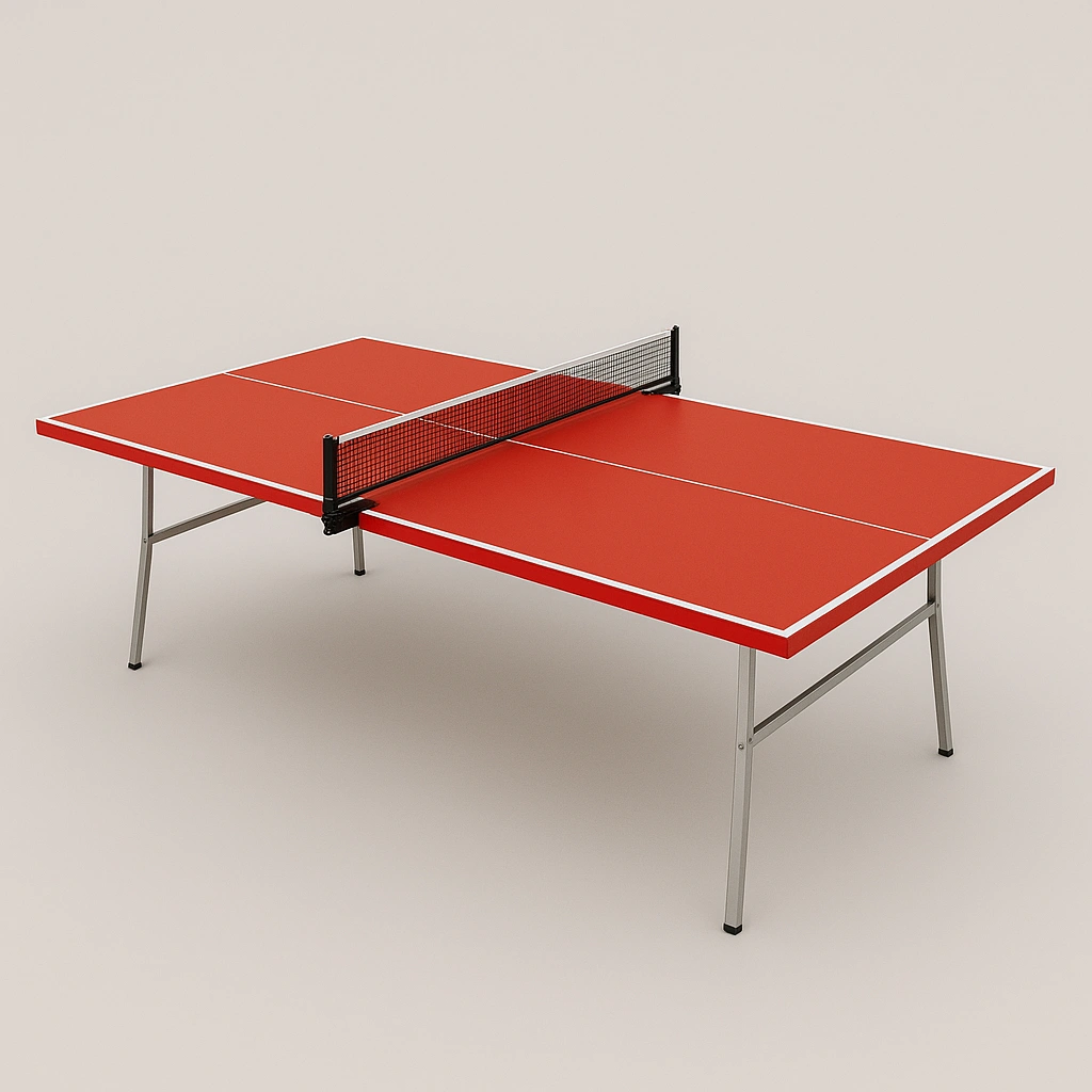 Mesa de ping pong, tablero rojo, estructura de metal gris 274x152.5x76 cm