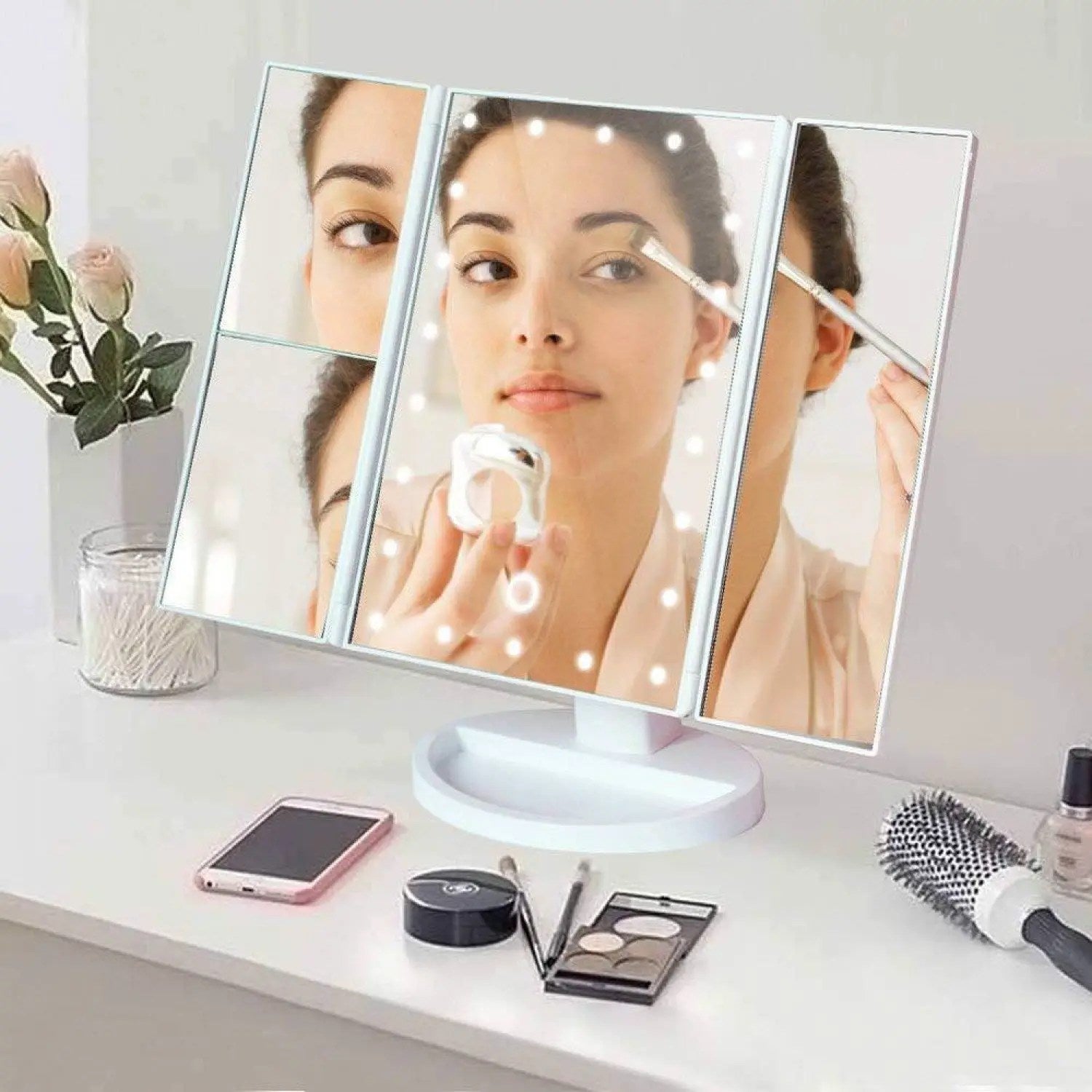 Espejo de Maquillaje con Luz – Espejo Inteligente de Tocador con Luces y Aumento 10X