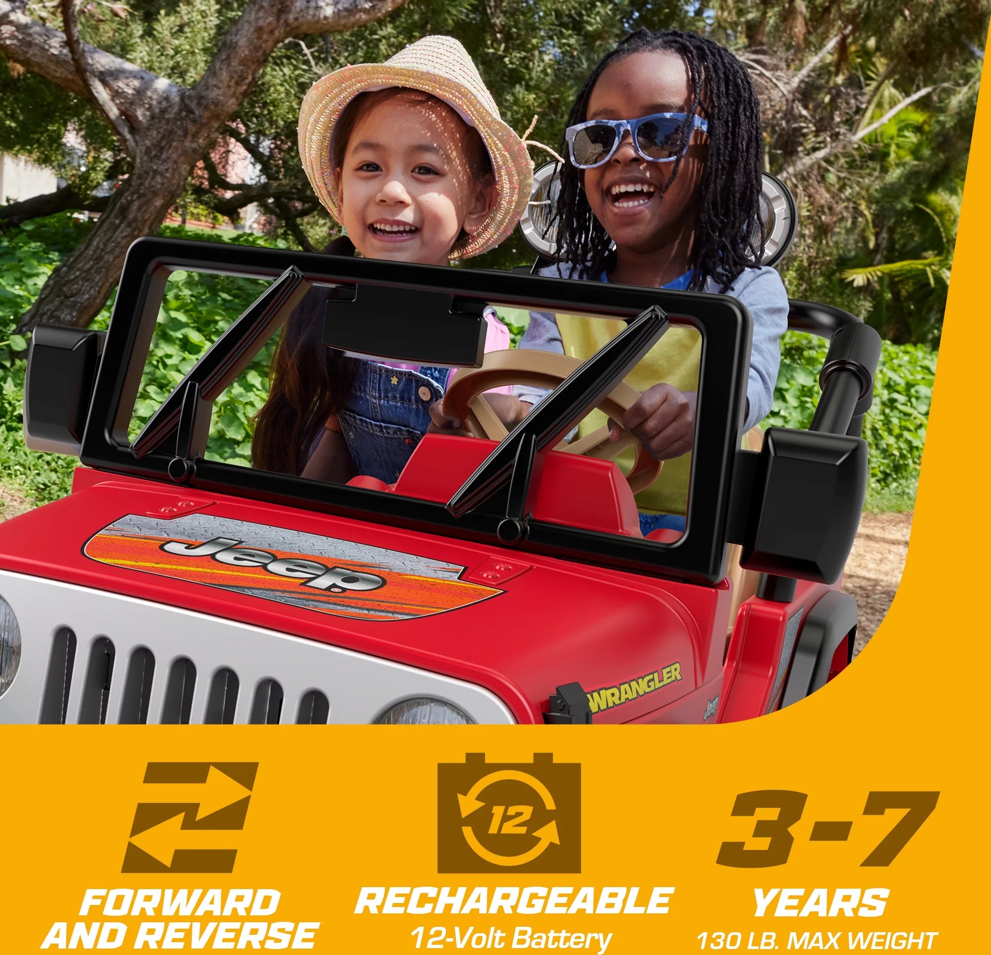 2025 Power Wheels Jeep Wrangler, Ride-on a batería de 12 V, Velocidad máxima: 5 mph