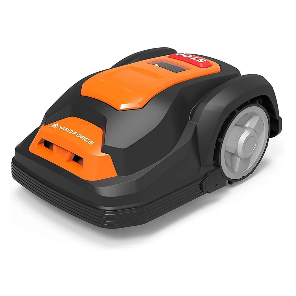 2025 Robot cortacésped Yard Force SA900ECO – Hasta 900 m² – Función corte en bordes – Sensor de lluvia – Motor sin escobillas – 28 V – Negro/Naranja