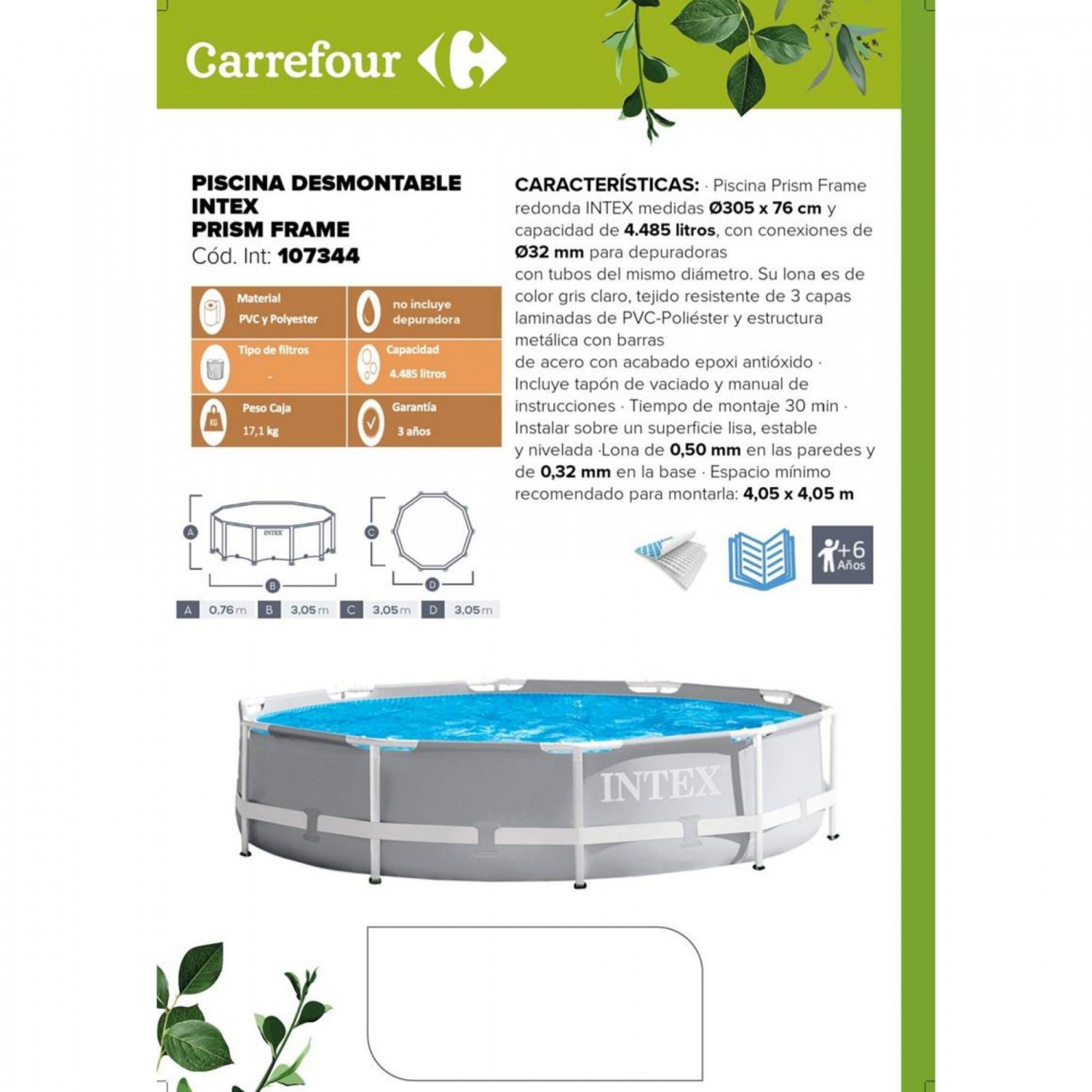 Piscina Prism Frame Redonda 305x76 cm