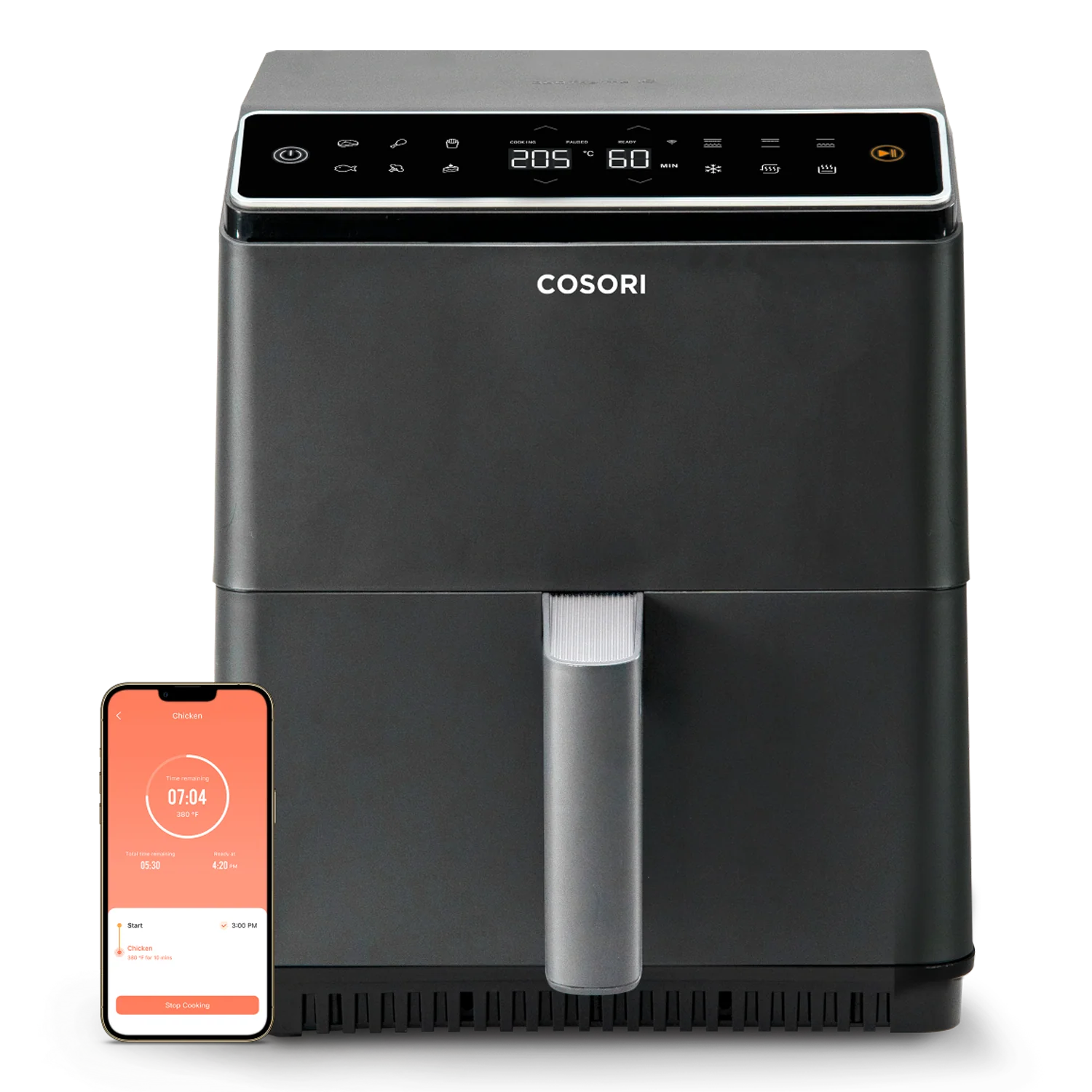 Cosori Dual Blaze Freidora de Aire Inteligente 6.4L – Gris Oscuro