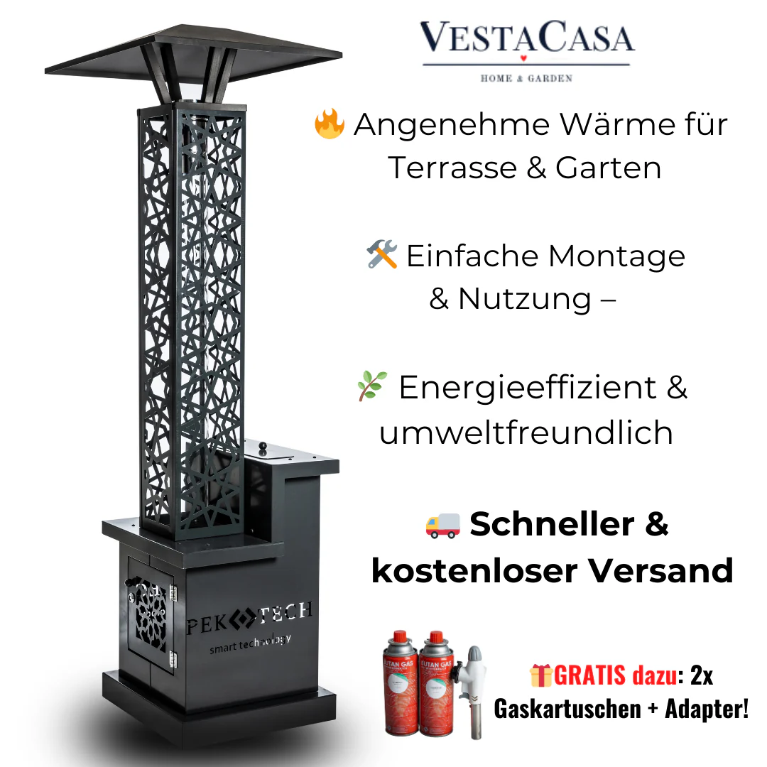 2025 Pektech Peluxe Antracita – Calefactor de pellets elegante para jardín. terraza y restauración