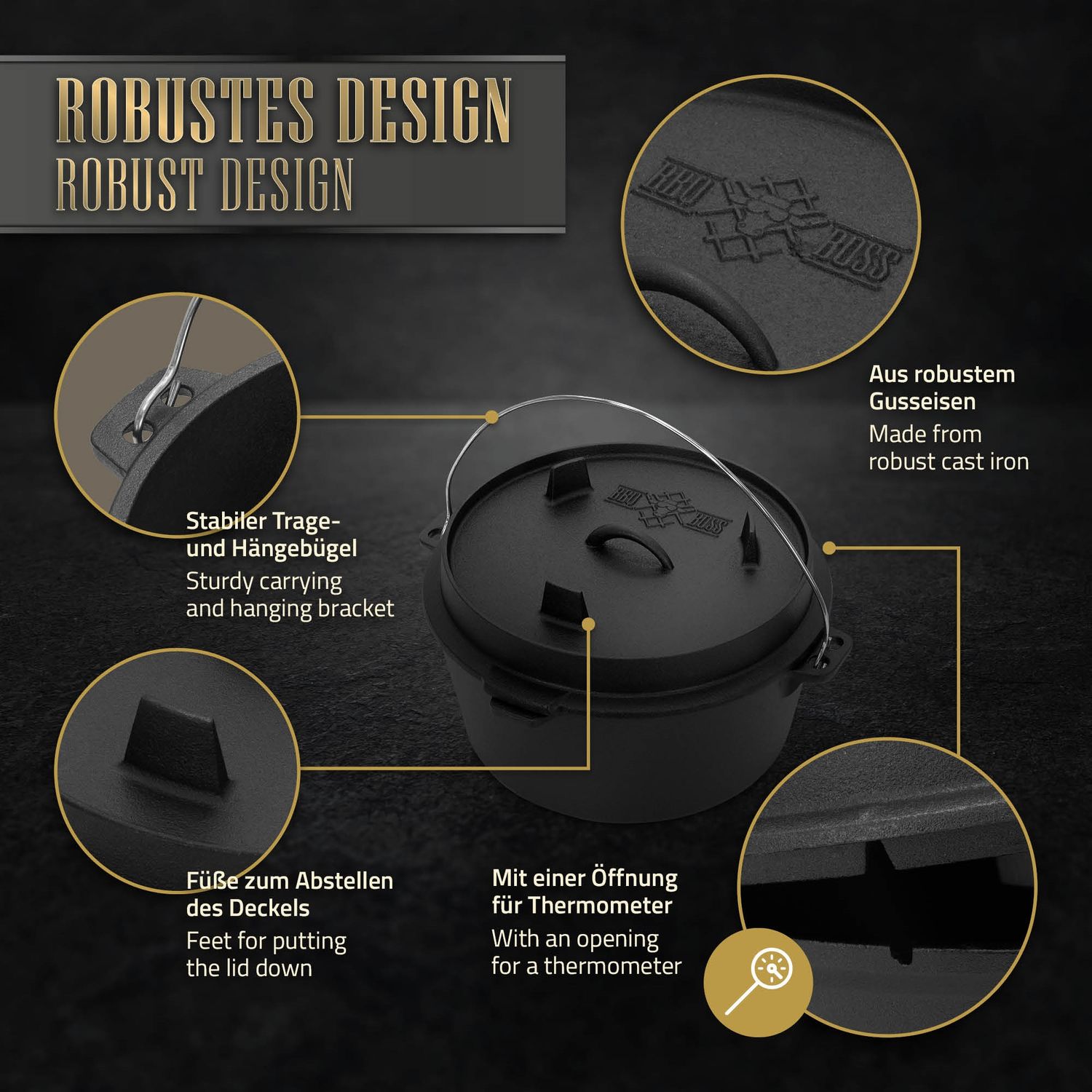 Set Bbq Olla De Hierro Fundido Horneada 9 Litros Bbq#boss