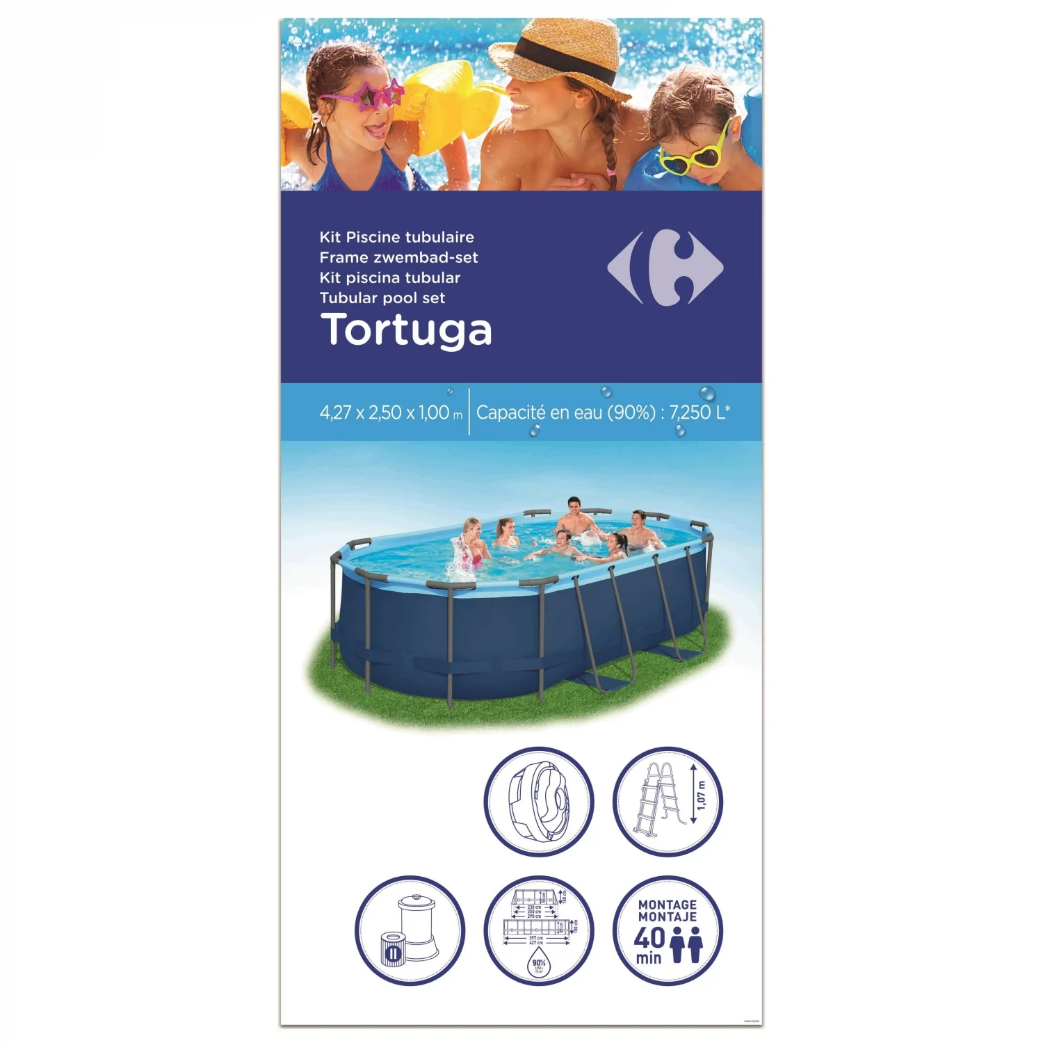 Piscina Ovalada Tubular 427x250x100 cm Tortuga