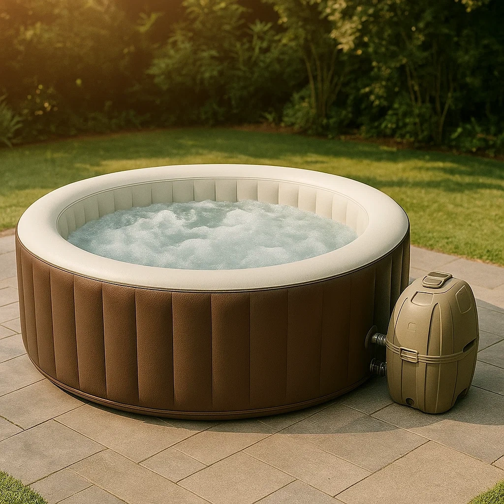 Spas hinchables 180x180x71 cm 4 personas redondo color marrón/Blanco DkbheZi377ms