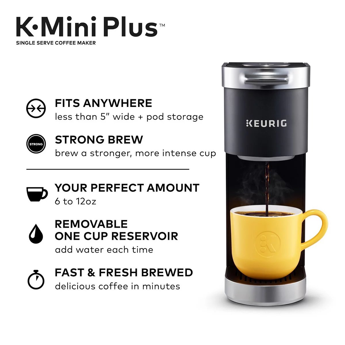 2025 Cafetera Keurig K-Mini Plus de una sola taza con cápsulas K-Cup