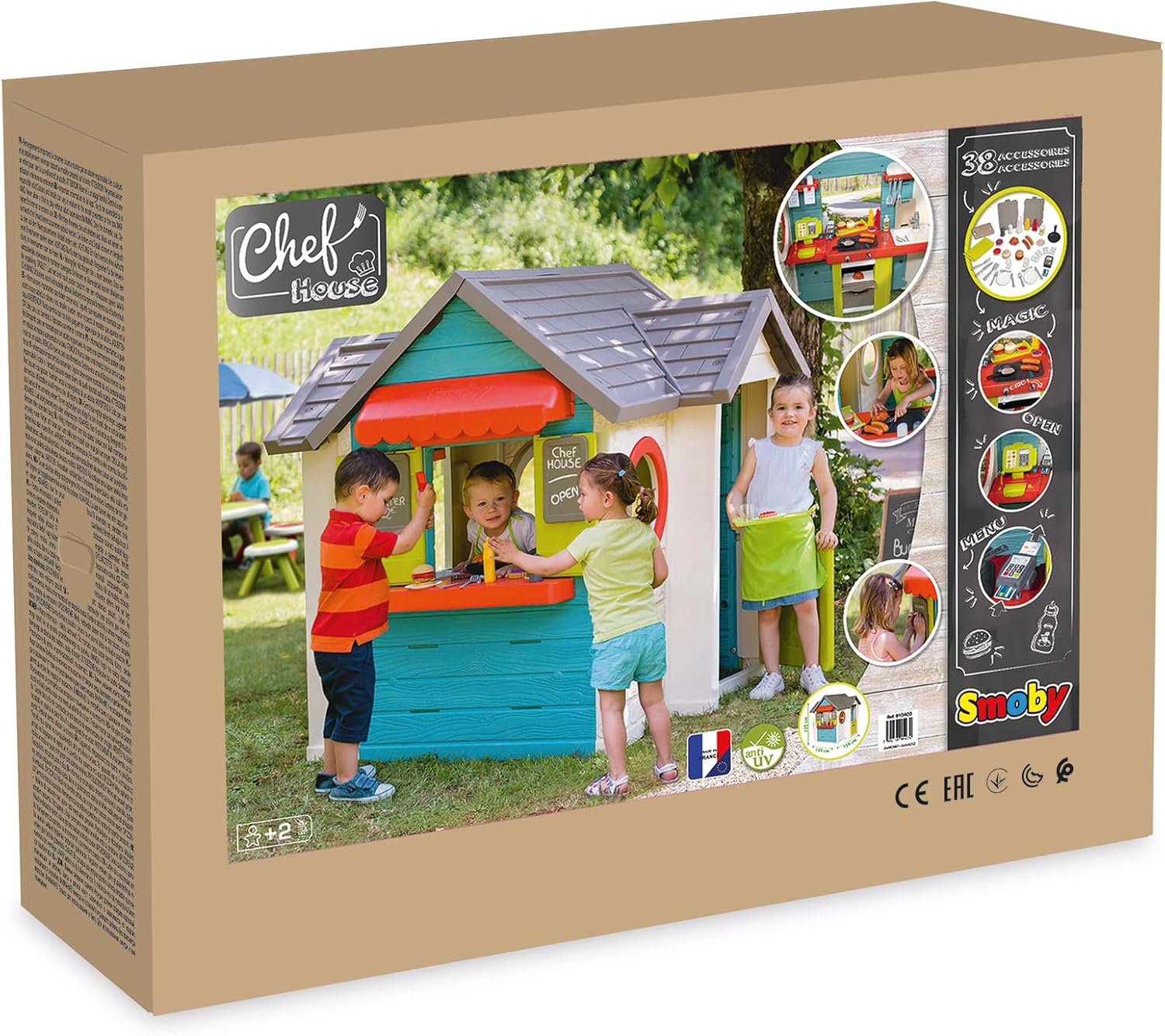 Smoby Life Garden House - Casa de Jardín Infantil de jardinería- Incluye Jardinera, Comedero para Pájaros, Herramientas y Accesorios - Protección UV - Material Reciclado - más de 2 años (7600810408)