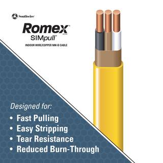 Cable Southwire Romex SIMpull CU NM-B de 250 pies con 12 conductores sólidos