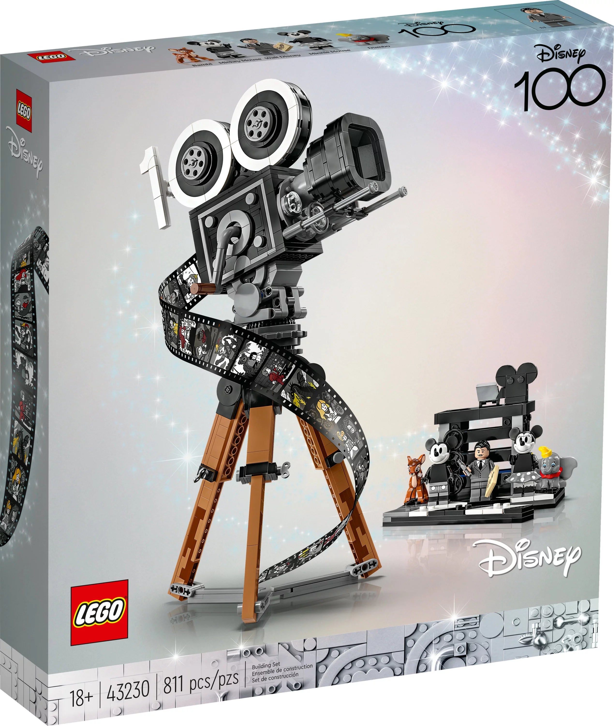 LEGO Disney Cámara Conmemorativa de Walt Disney 43230 – Set de Construcción para Fans de Disney, Celebra los 100 Años de Disney con una Pieza Coleccionable Perfecta para Jugar y Exhibir, Regalo Divertido para Constructores Adultos y Fans