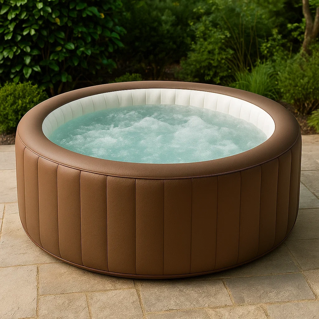 Spas hinchables 180x66 cm 2 plazas redondo marrón/blanco mPUfmYR327rJ