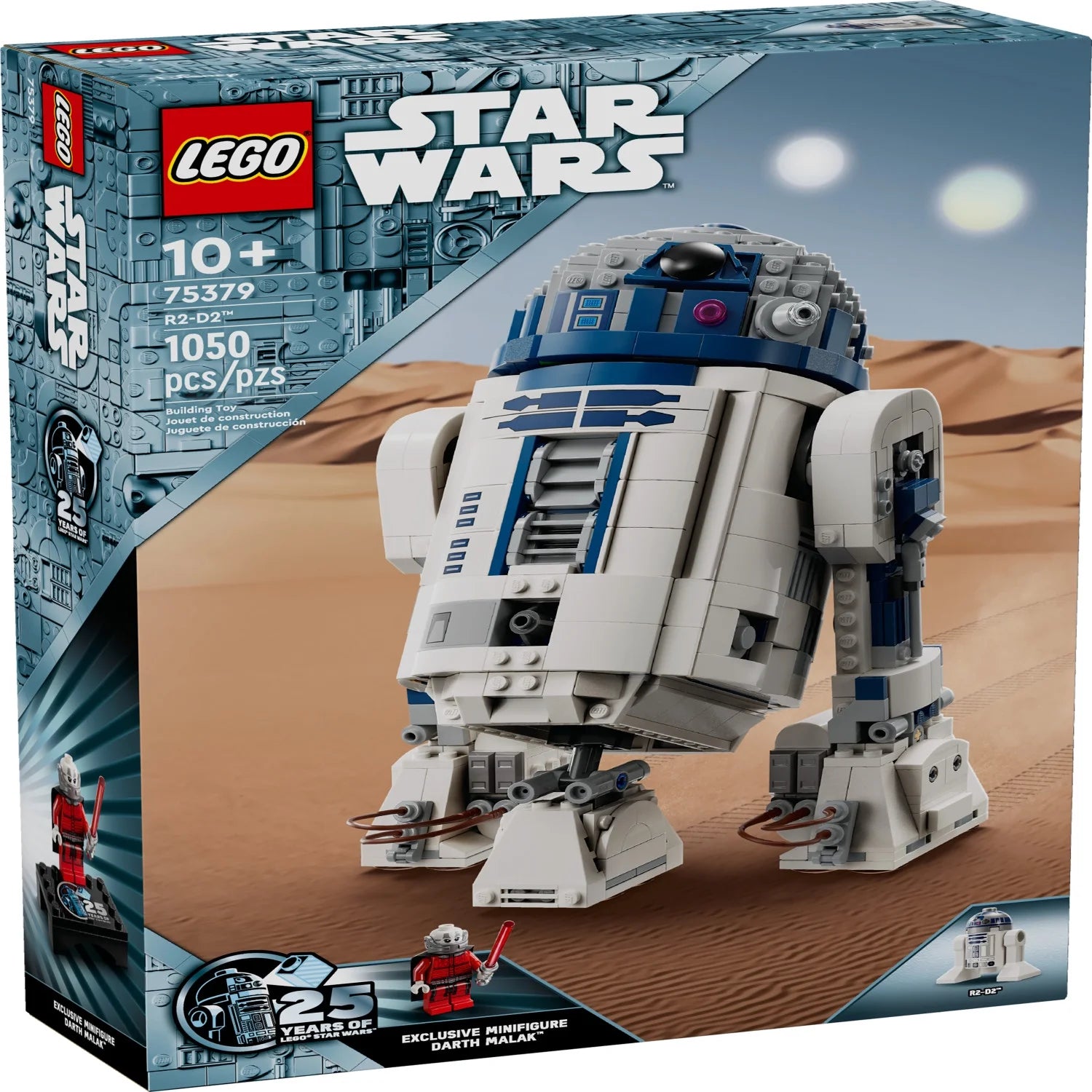LEGO Star Wars Figura de Droid R2-D2 Construida con Ladrillos, Decoración Coleccionable para Habitación con Minifigura Exclusiva del 25º Aniversario de Darth Malak, Idea de Regalo Creativa para Niños o Fans de 10 años en adelante, 75379