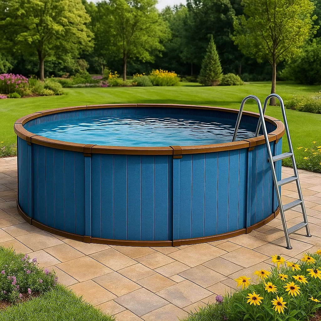 Piscina tubular redonda, diámetro 448x105 cm, incluye filtro y escalera FphwATN289fW