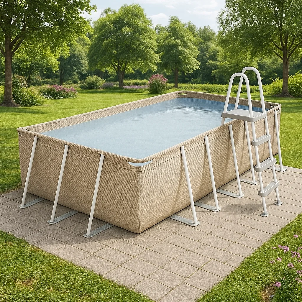 Piscina tubular rectangular 532x265x119 cm colores beige con filtro y escalera lakuevb201MY