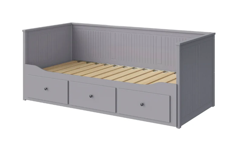 HEMNES Cama día con 3 cajones Gris, 80x200 cm
