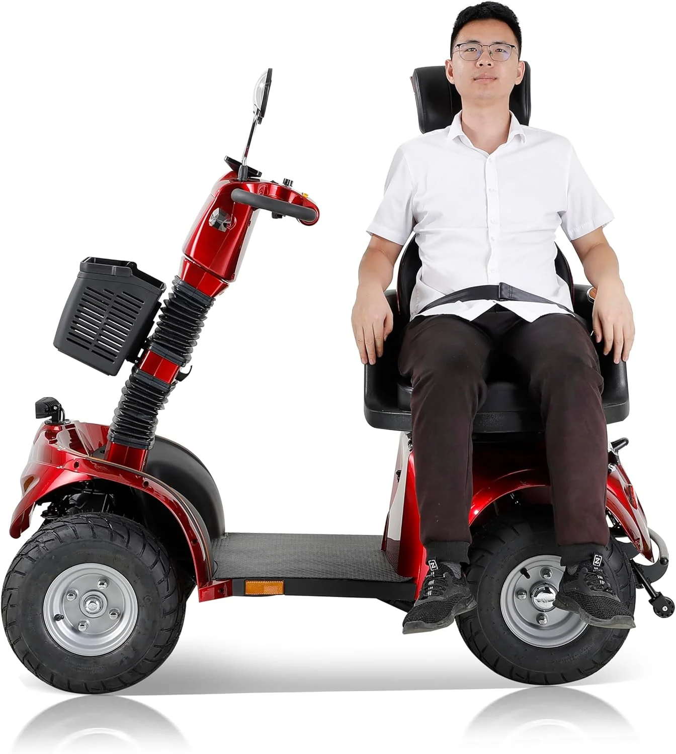 2025 Scooter de movilidad ZVGREEN de 4 ruedas – modelo para personas mayores con asiento tipo capitán – hasta 15 km/h – gran espacio de almacenamiento – asiento giratorio – freno electromagnético