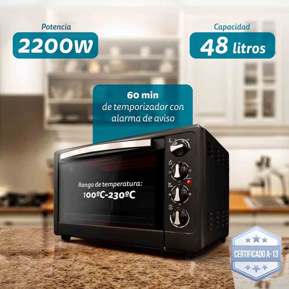 Horno Eléctrico Multifunción De Sobremesa  De 48l - Hr-48rmrusti - 2200w - Negro