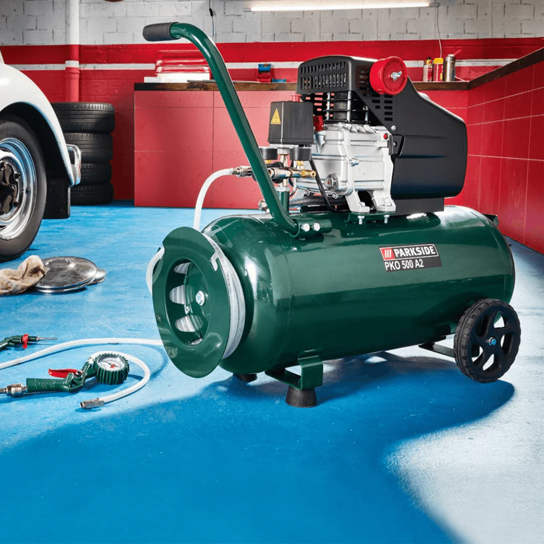 2025 Compresor PARKSIDE PKO 500 A2 | 1.8 kW (2.45 HP) | Depósito de 50 L | Hasta 10 bar de presión | Bajo nivel de ruido y vibración