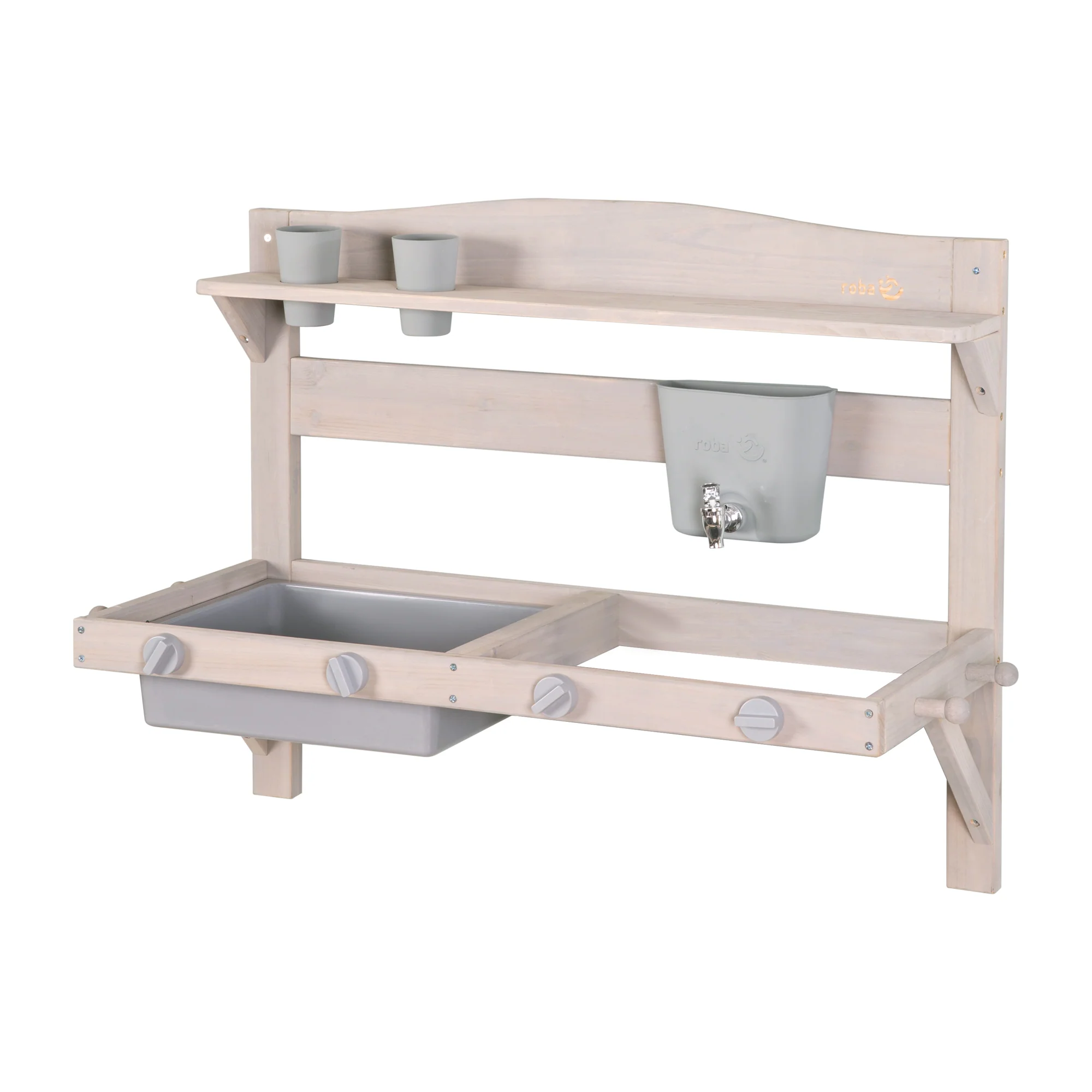 Cocina de juego y barro colgante – Madera certificada FSC – Acabado en gris grabado