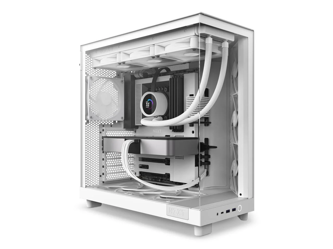 2025 NZXT H6 FLOW - Caja compacta de torre intermedia de doble cámara con flujo de aire. color blanco. CC-H61FW-01