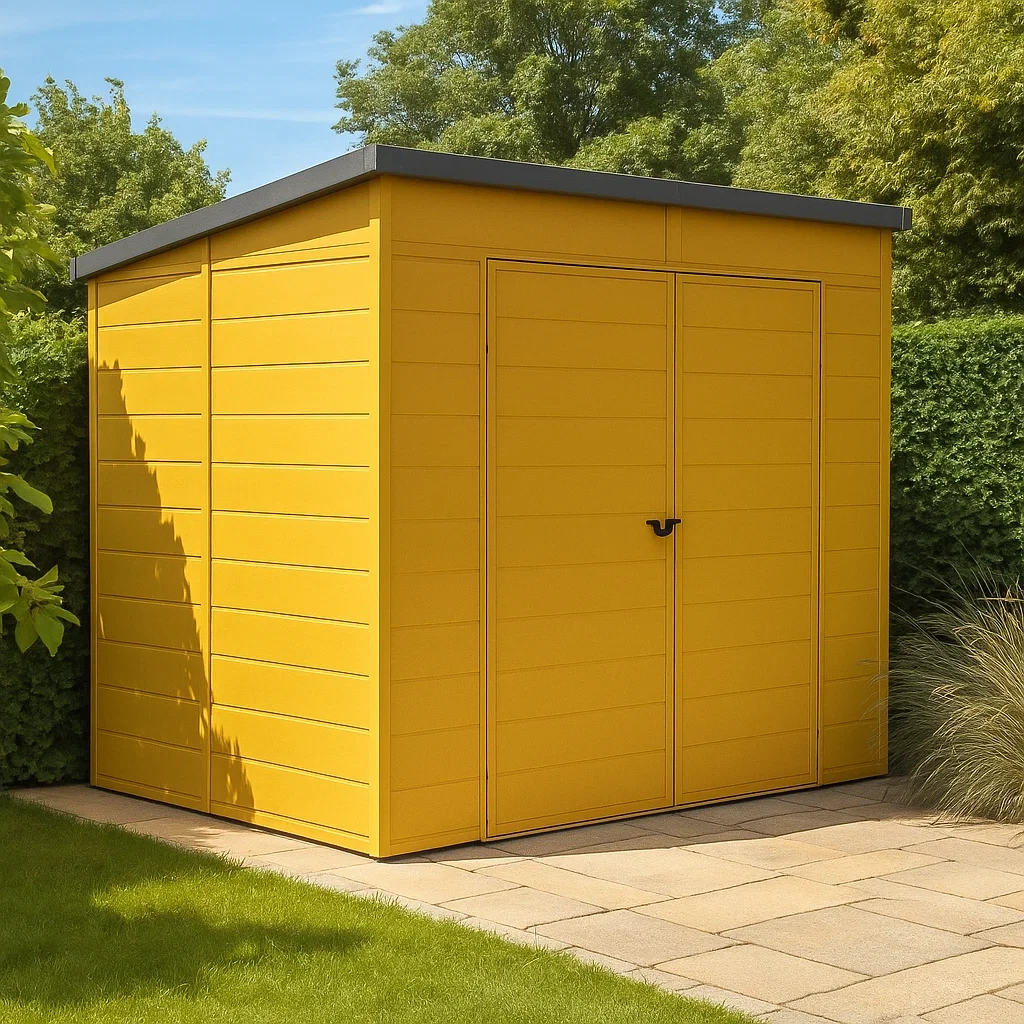 Caseta de jardín de acero galvanizado mostaza,4,44m² - qyMURiy138tq