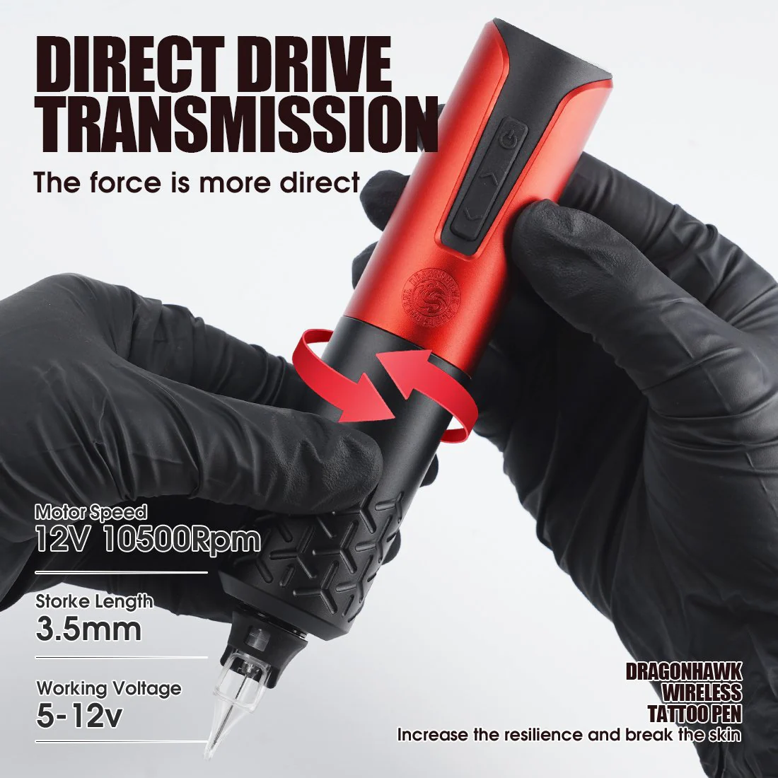 Máquina de Tatuaje Rotativa Inalámbrica Dragonhawk con Baterías Reemplazables