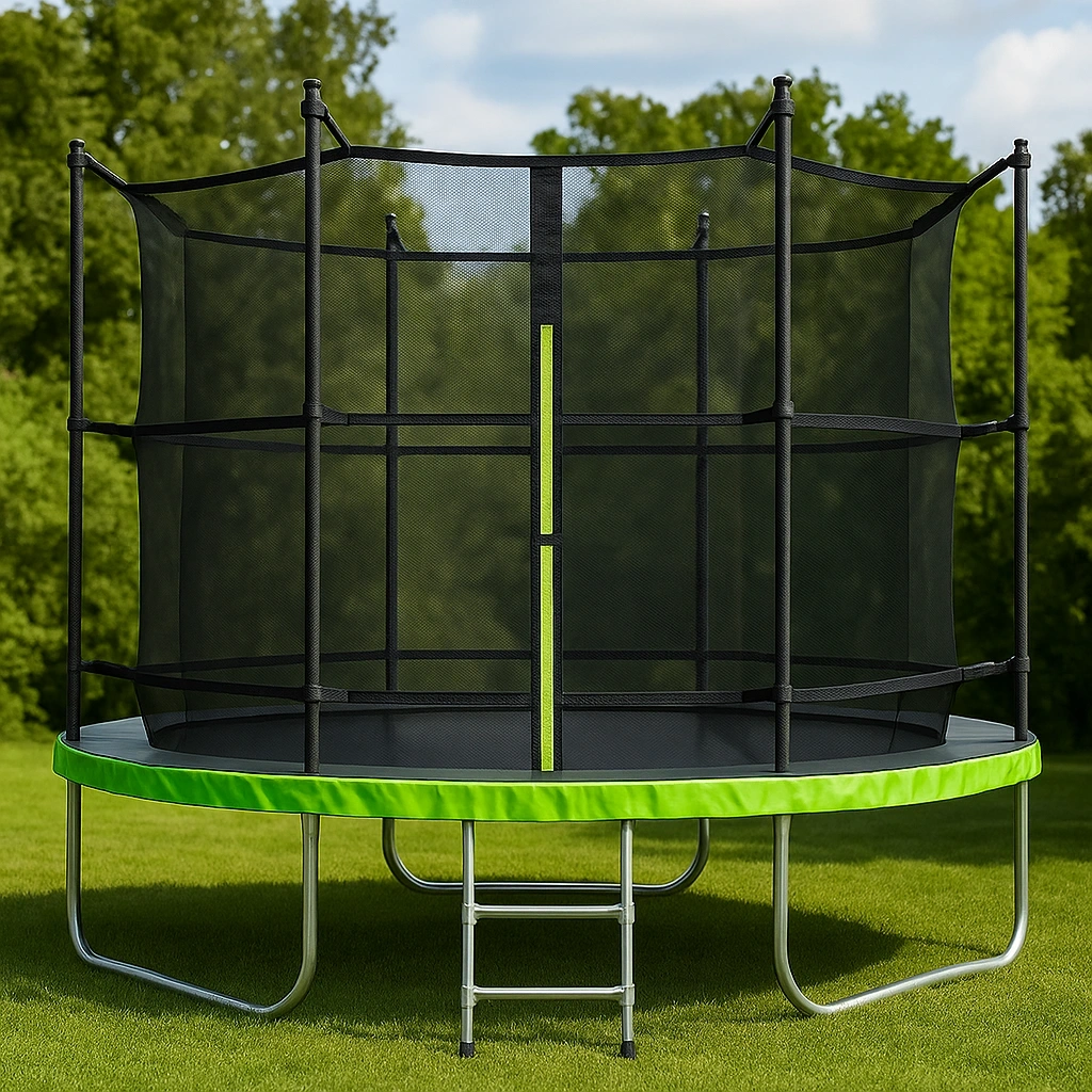 Trampolín redondo infantil exterior negro acero jardín 3.6m x 3.6m x 2.6m - TsHsCyc100jz