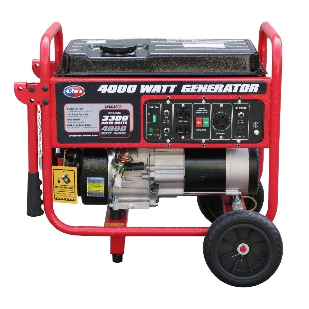 Generador All Power de 4000 vatios APGG4000, generador portátil de 4000W para respaldo de energía en el hogar, RV, restauración tras huracanes, certificado por la EPA