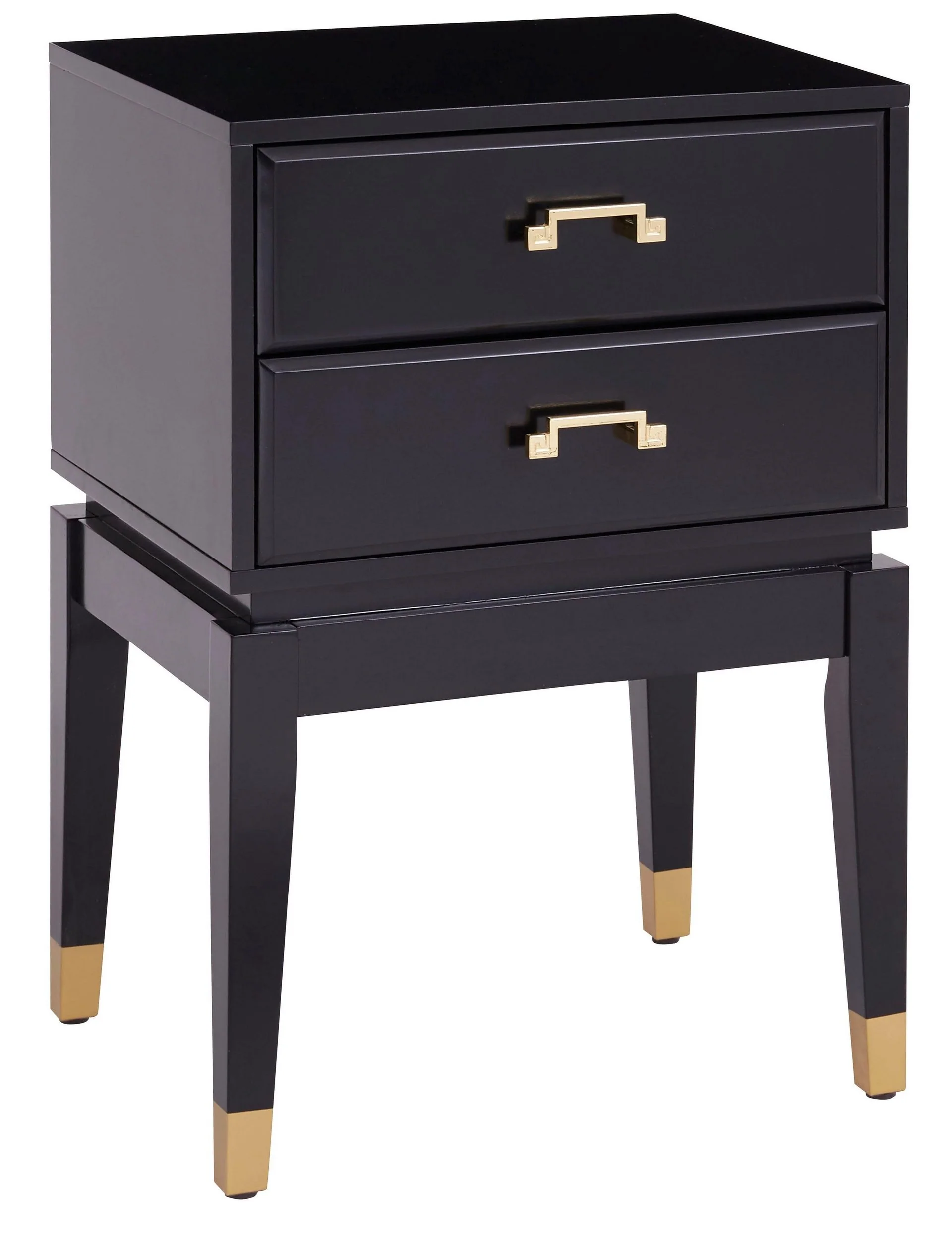 Mesita de noche Borig con diseño elegante, negra, 45 cm de ancho