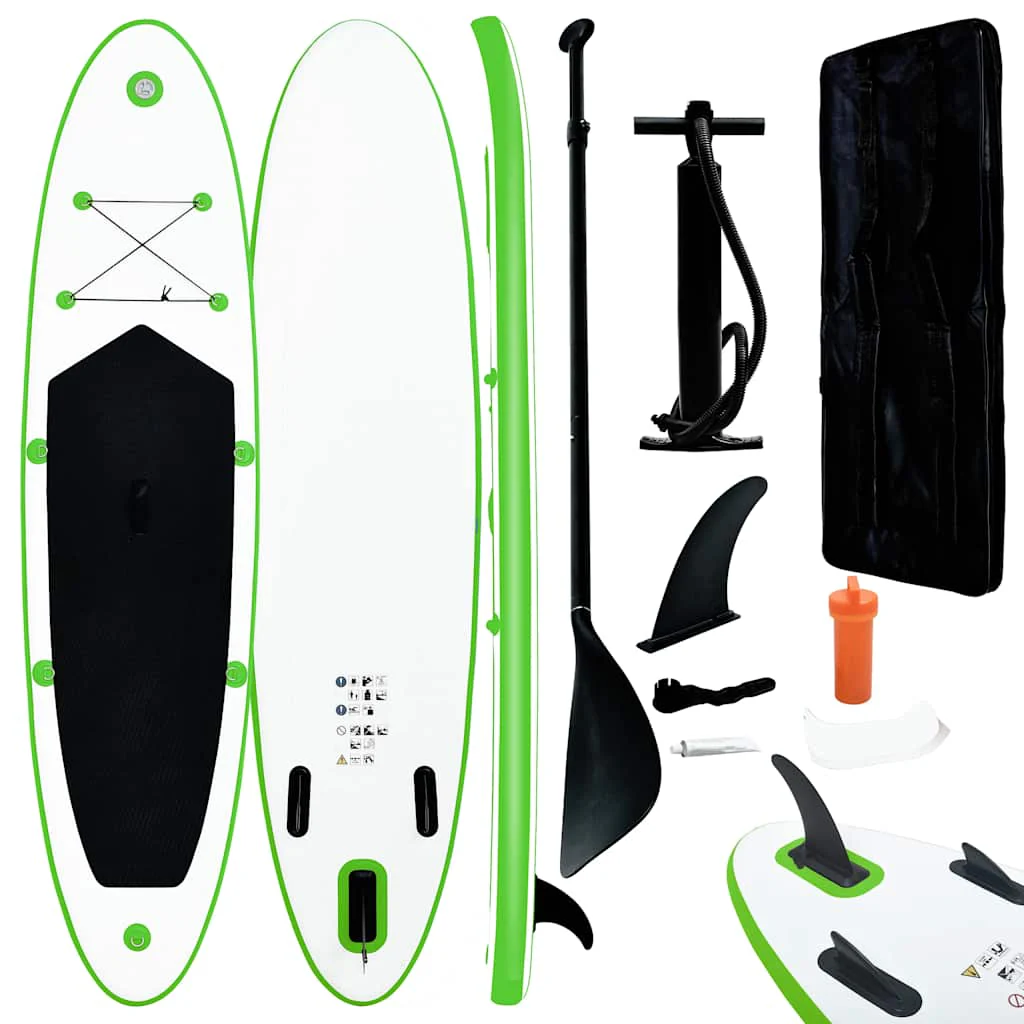 Juego de tabla paddle surf inflable verde y blanco v7954