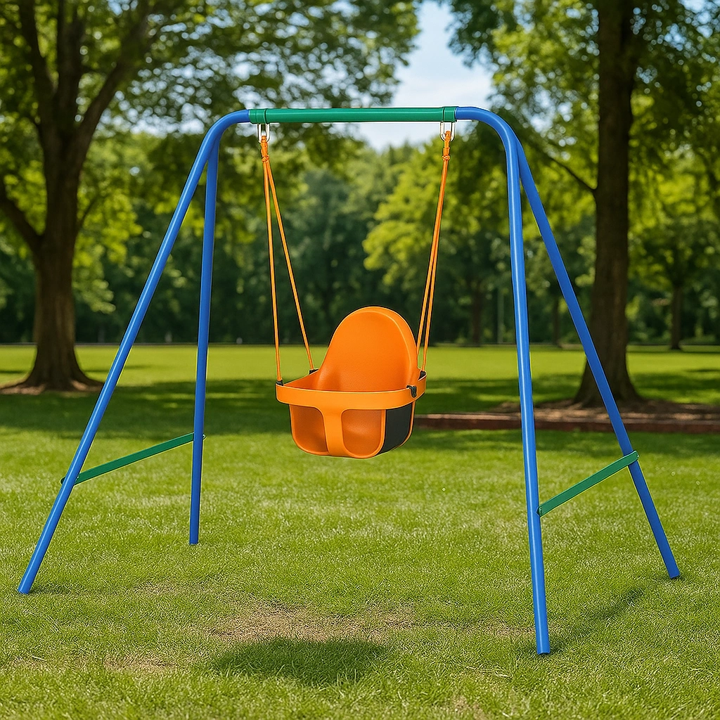 Columpio para niños con estructura metálica Azul/Verde Plástico Exterior 2.2x1.2x1.8m - YsDfiJP179Gz