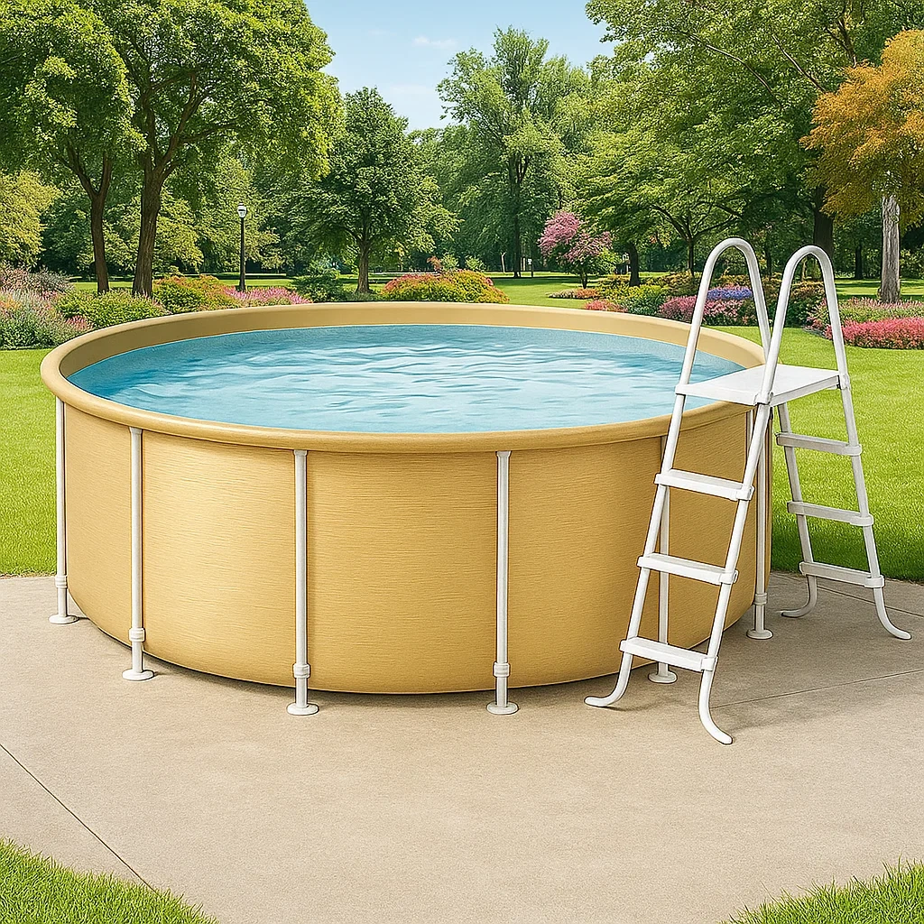 Piscina tubular redonda desmontable acero 358x98 cm color beige con filtro y escalera VpVwTzv256dS