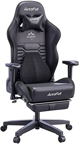 Silla de Oficina Gaming AutoFull con Soporte Lumbar Ergonómico, Estilo Racing, Cuero PU, Alta Respalda, Silla Giratoria Ajustable para PC