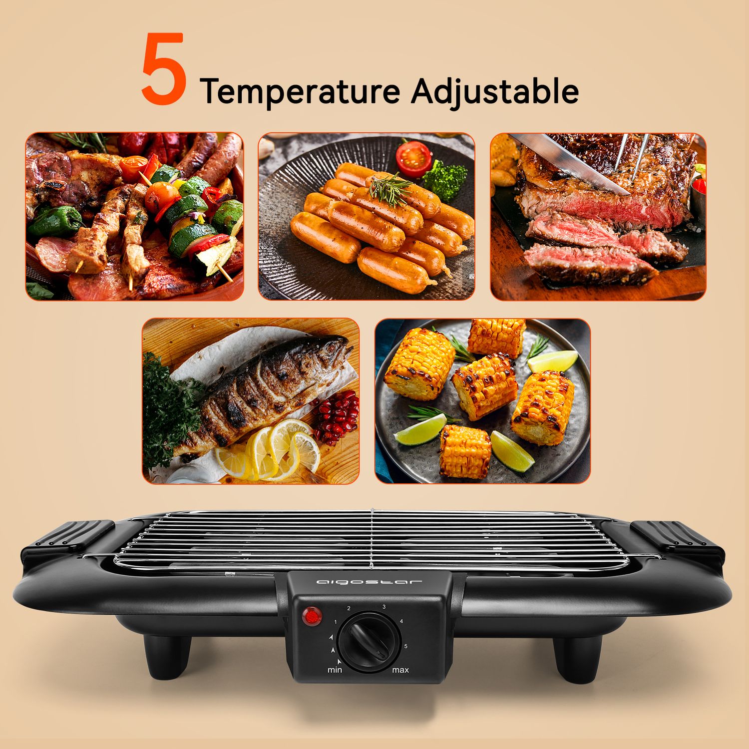 Barbacoa Grill Eléctrico Sin Humo, 2000w, 812196