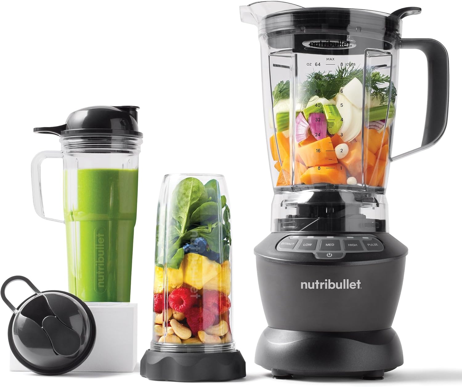 nutribullet triple Prep System, batidora eléctrica, batidora de vaso profesional multifunción, 1500 vatios de potencia, 3 electrodomésticos, negro, NBF580B