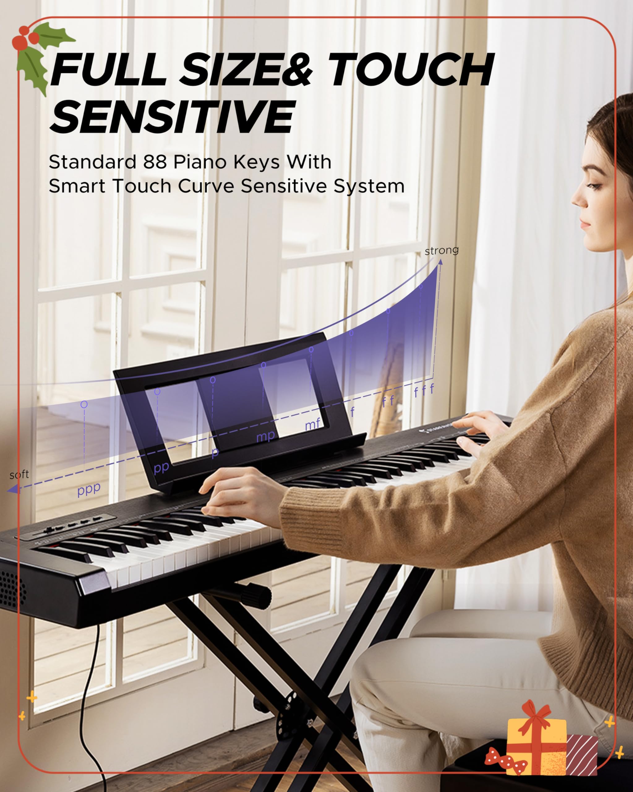 2025 Teclado eléctrico para principiantes Starfavor con teclas semi-pesadas (SP-10)