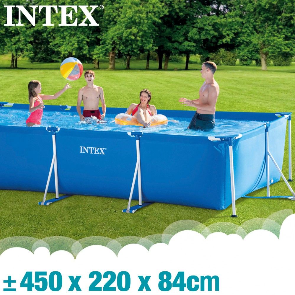 Piscina Desmontable Tubular Rectangular Pvc 450x220x84 Cm Azul Intex Con Depuradora
