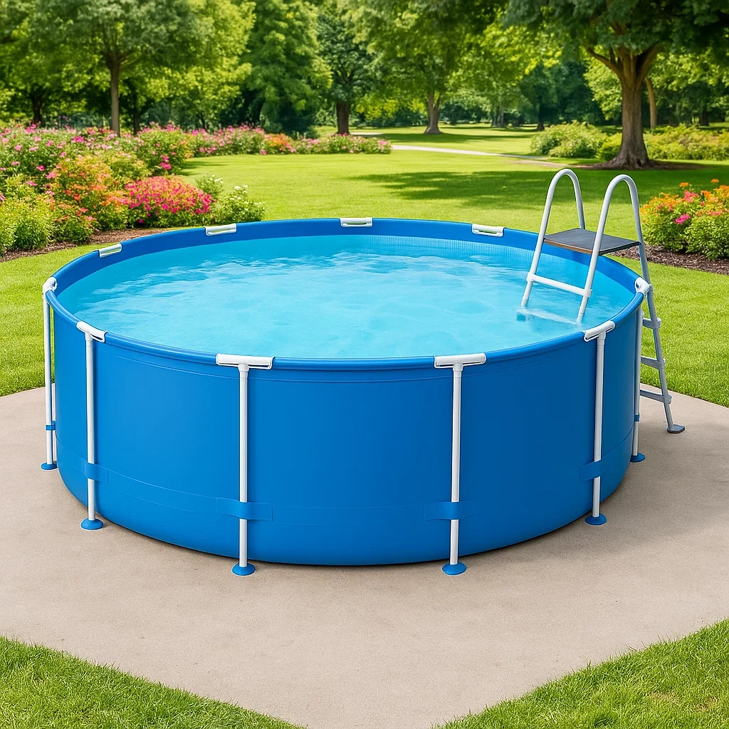 Piscina tubular redonda desmontable acero 298x96 cm color azul con filtro y escalera vXjfTvh232lD
