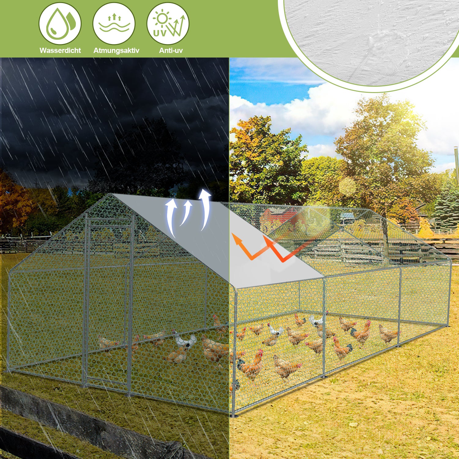 2025 Sonnewelt Gallinero con toldo de PE 3 x 6 x 2 m