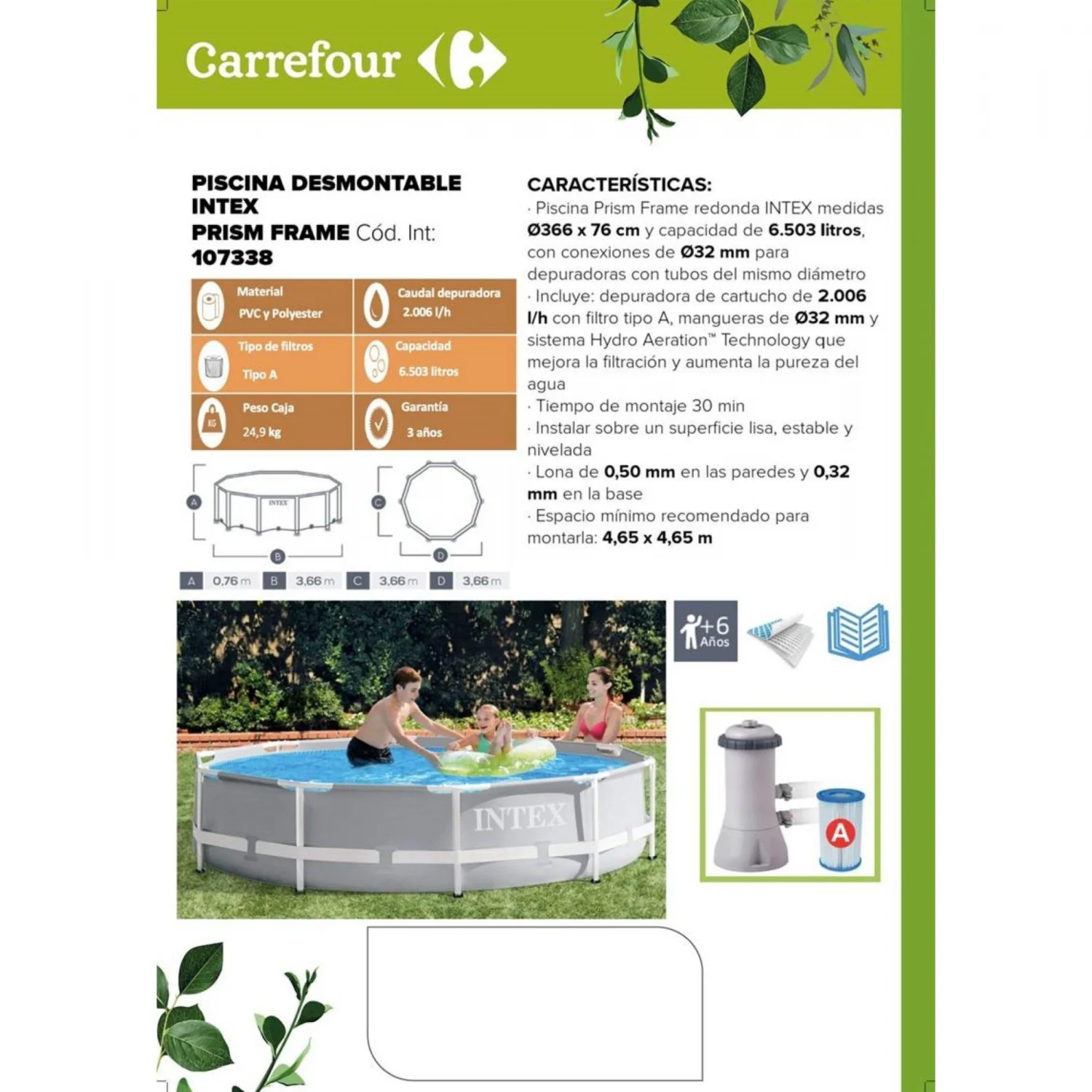 Piscina Prism Frame Redonda 366x76 cm