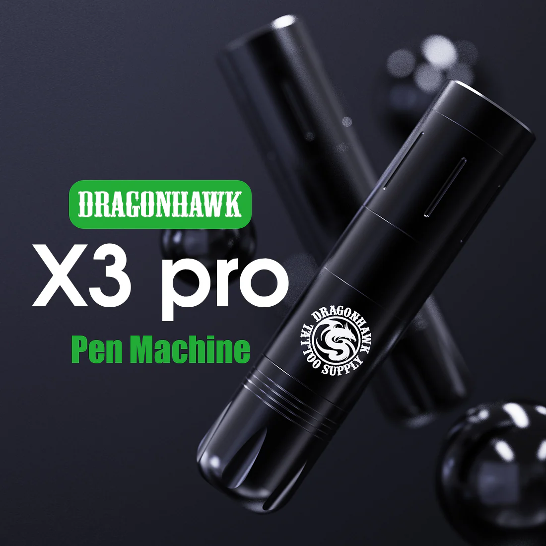 Kit de Máquina de Tatuaje Rotativa Inalámbrica tipo Bolígrafo Dragonhawk X3 PRO con Juego de Cartuchos para Principiantes