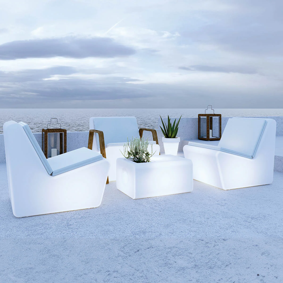 Pack x1 Mesa Tarida Tab + x2 Asientos Tarida Sit Arms (con reposabrazos)