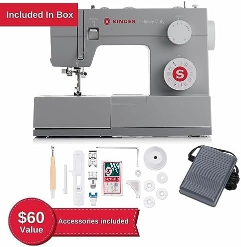 Singer Heavy Duty 4432 Máquina de Coser Mecánica, 32 Puntadas, Motor Potente, Ojal Automático, Enhebrador Automático, Placa de Refuerzo de Acero Inoxidable
