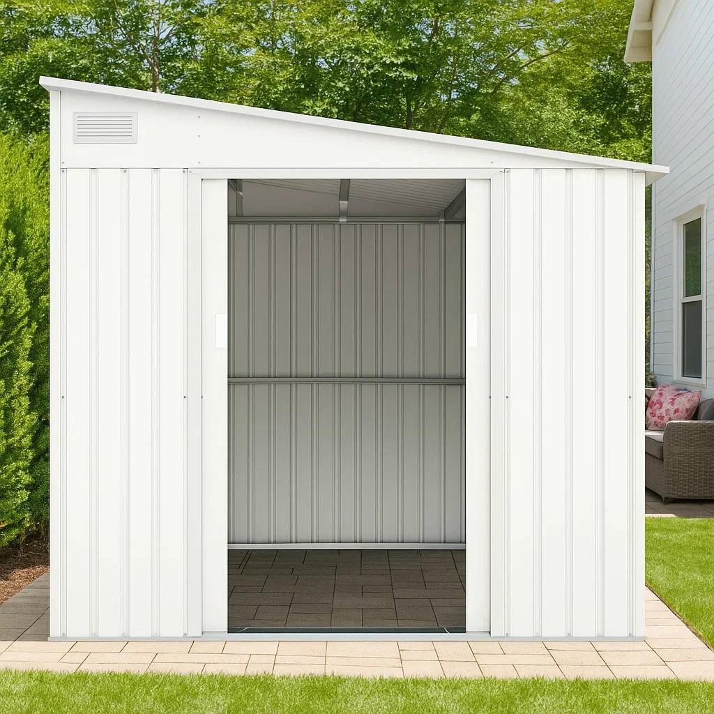 Caseta de jardín de acero galvanizado blanco,2,92m² - tdZZaLd144Xy