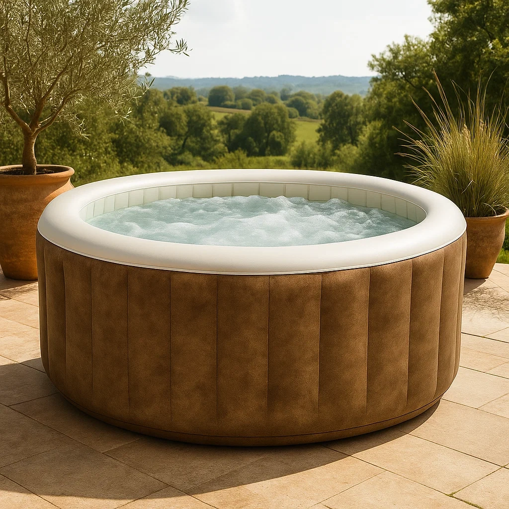 Spas hinchables 180x180x71 cm 4 personas redondo color marrón/Blanco BiBJIbd329WU
