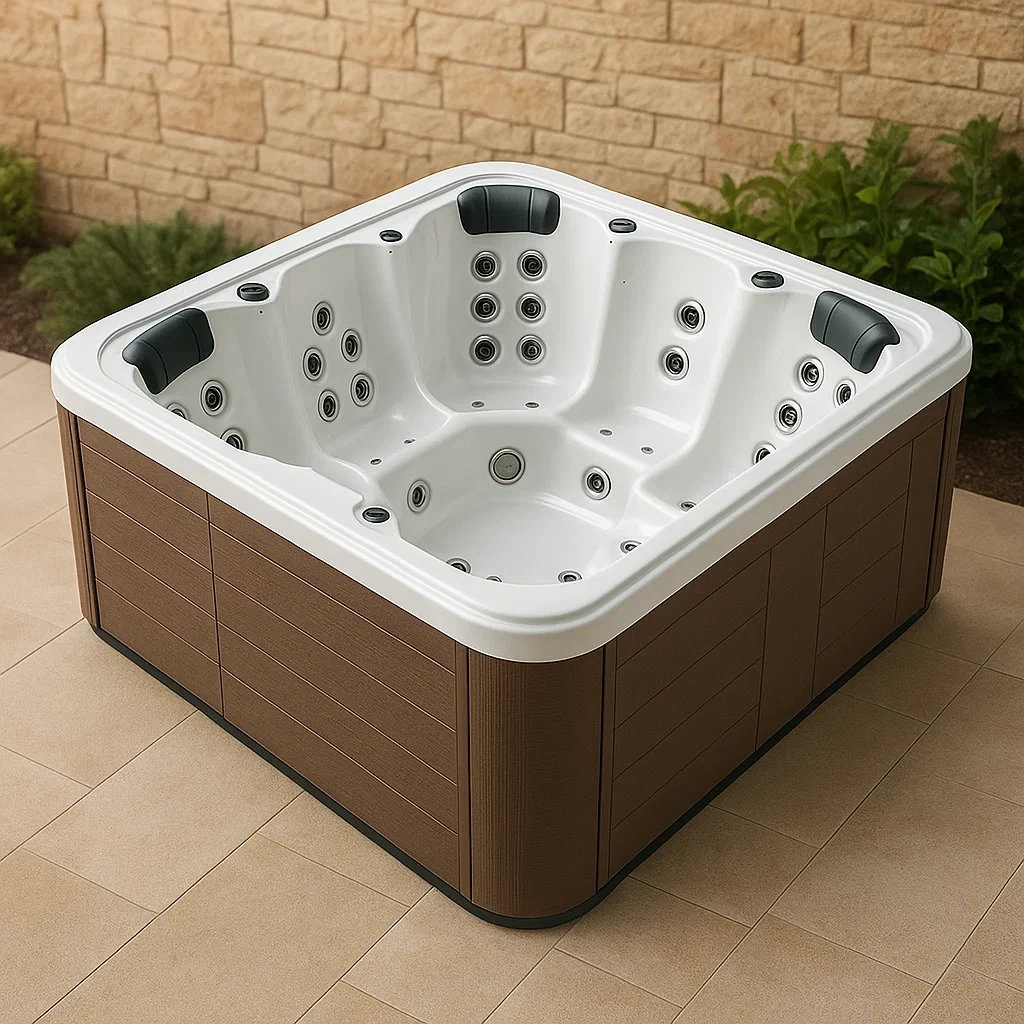 Spas rígidos 200x200x80 cm 3 asientos cuadrado marrón/blanco fuErZGa423fq